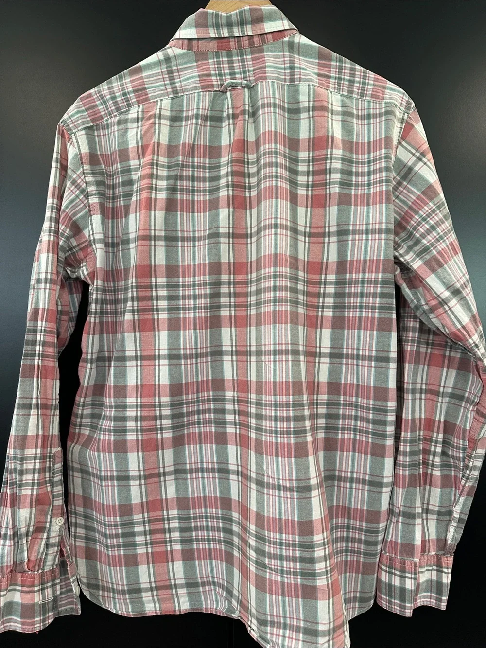 J. Crew Men's Indian‎ Madras Slim Fit Red and Gray Plaid Button-Down Shirt